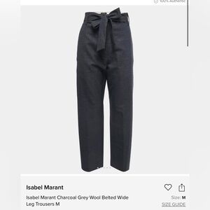 Isabel Marant — Charcoal Grey Belted Wide Leg Trousers — Size 38